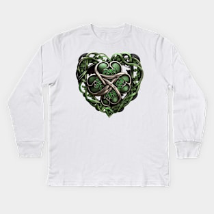 Ireland Shamrock into Heart Kids Long Sleeve T-Shirt